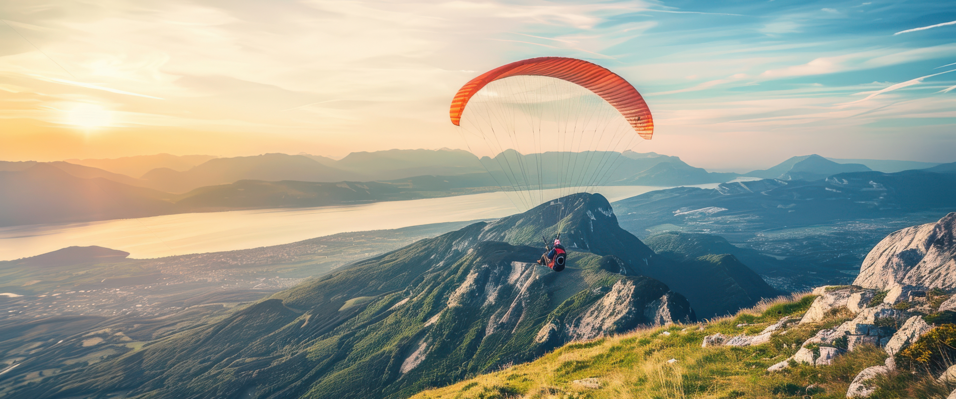 person paragliding stunning mountain scenery